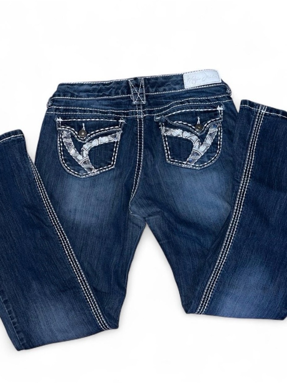 Vintage Y2K Ariya Bootcut Jeans Thick Stitch Embellished Flap Pocket Size 7/8